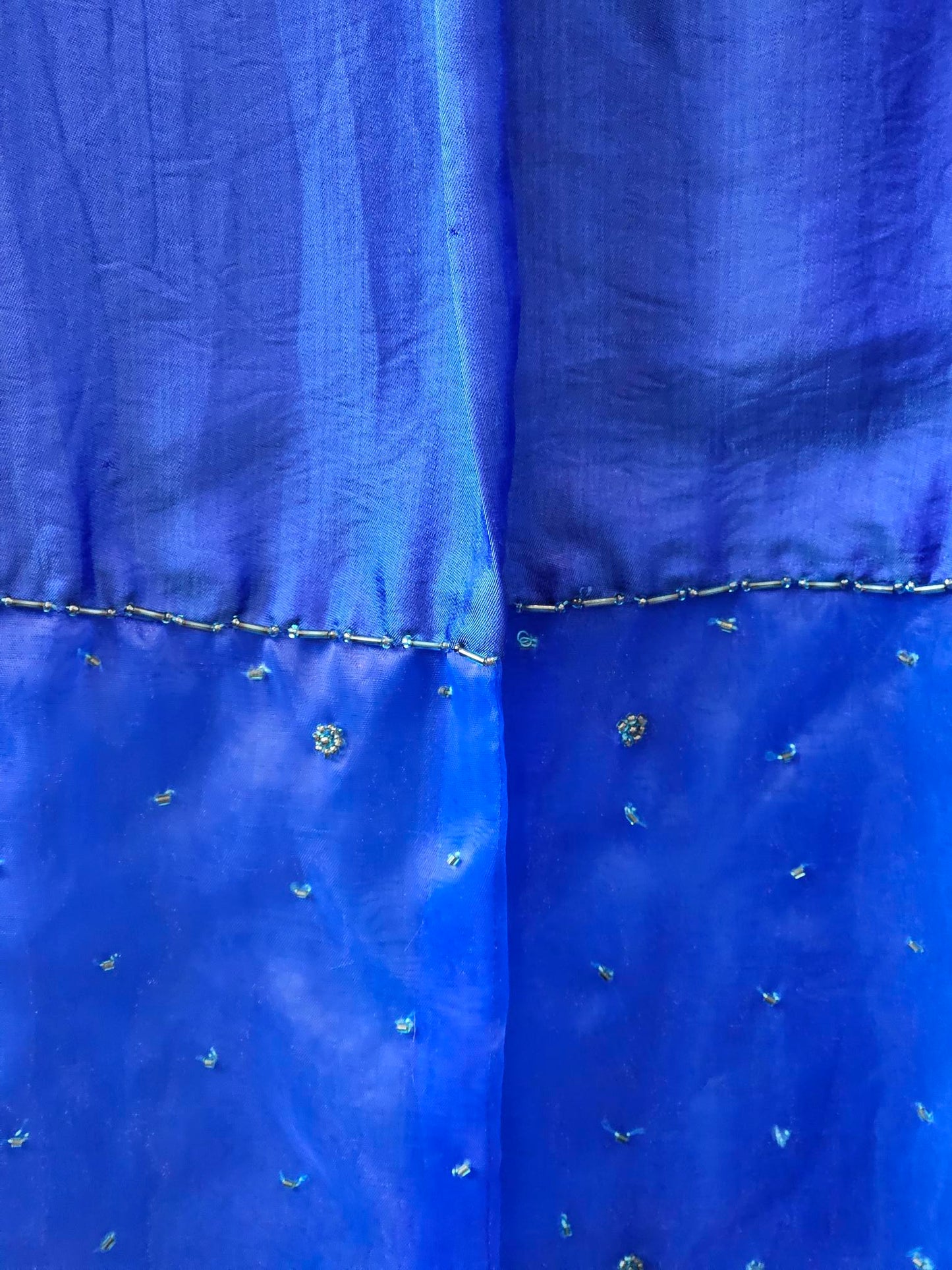 Vintage Blue Embellished Silk Kaftan