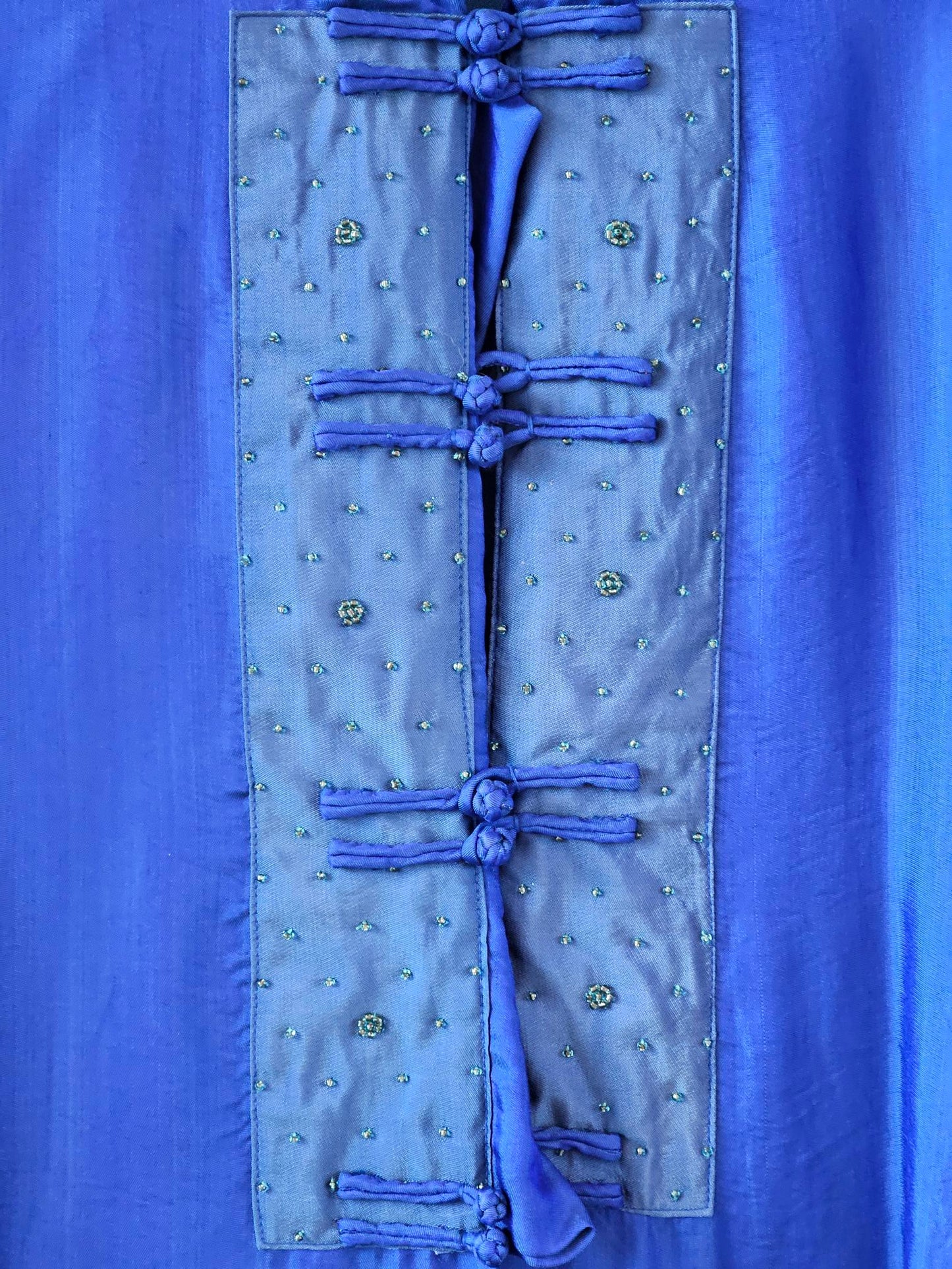 Vintage Blue Embellished Silk Kaftan
