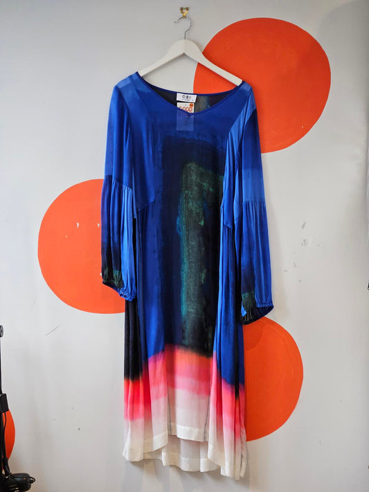 Obi Blue-Multicolour Flowy Dress