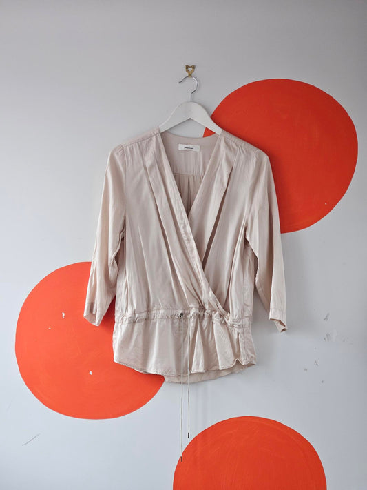 Juliette Hogan Cream Silk Wrap Blouse