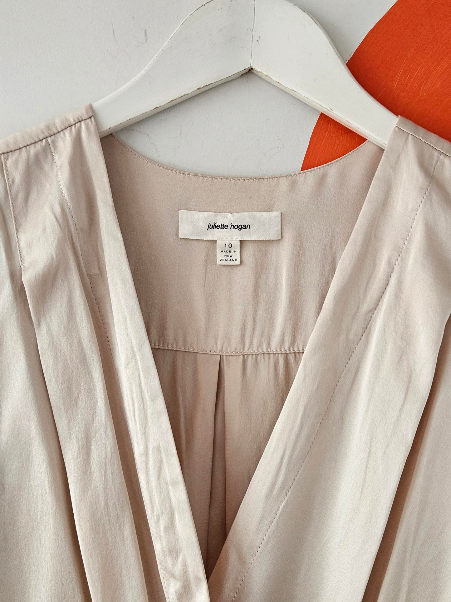 Juliette Hogan Cream Silk Wrap Blouse