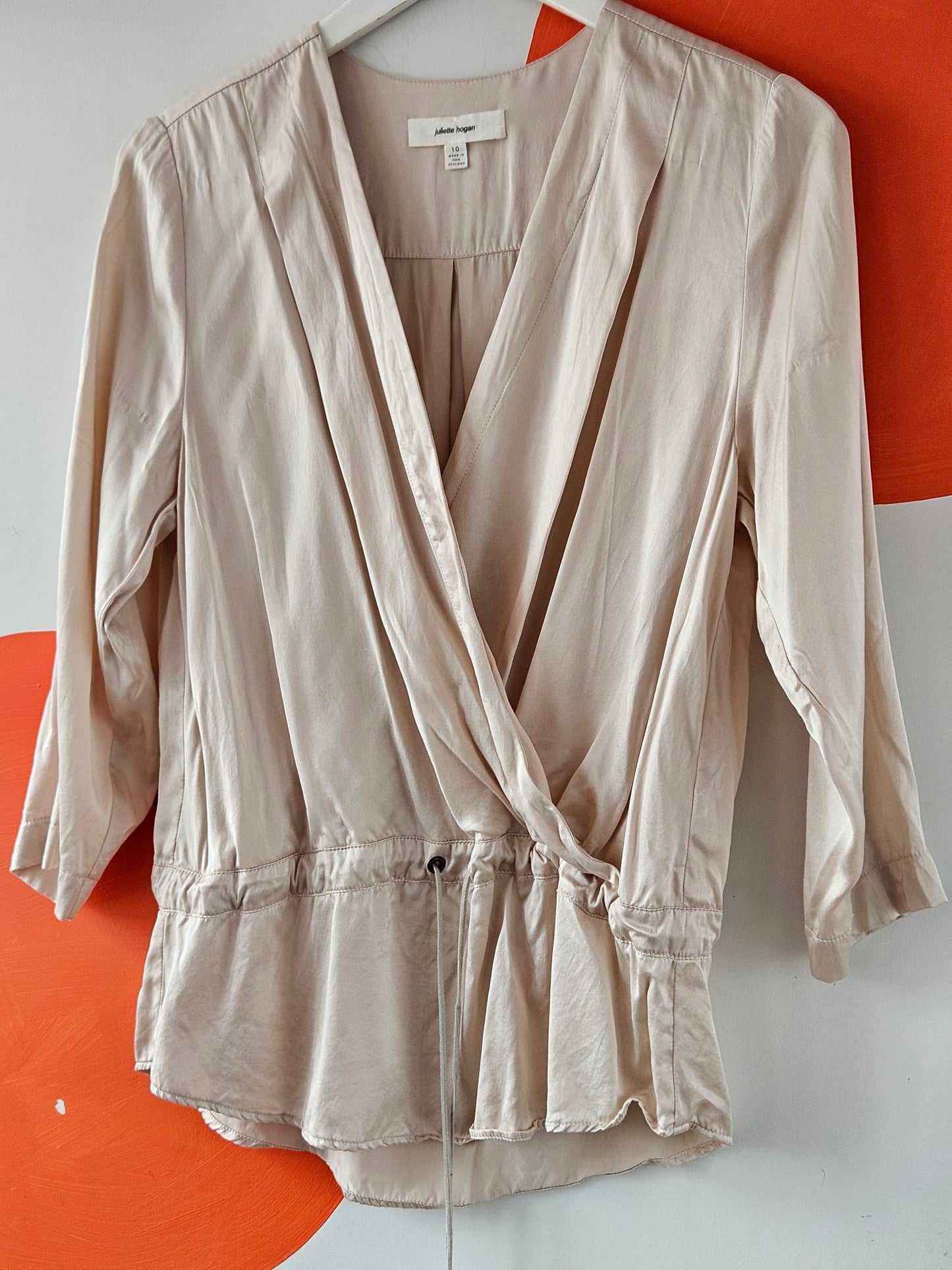 Juliette Hogan Cream Silk Wrap Blouse