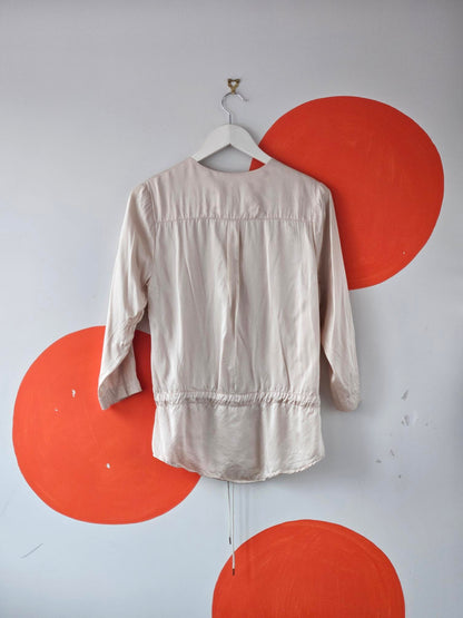 Juliette Hogan Cream Silk Wrap Blouse