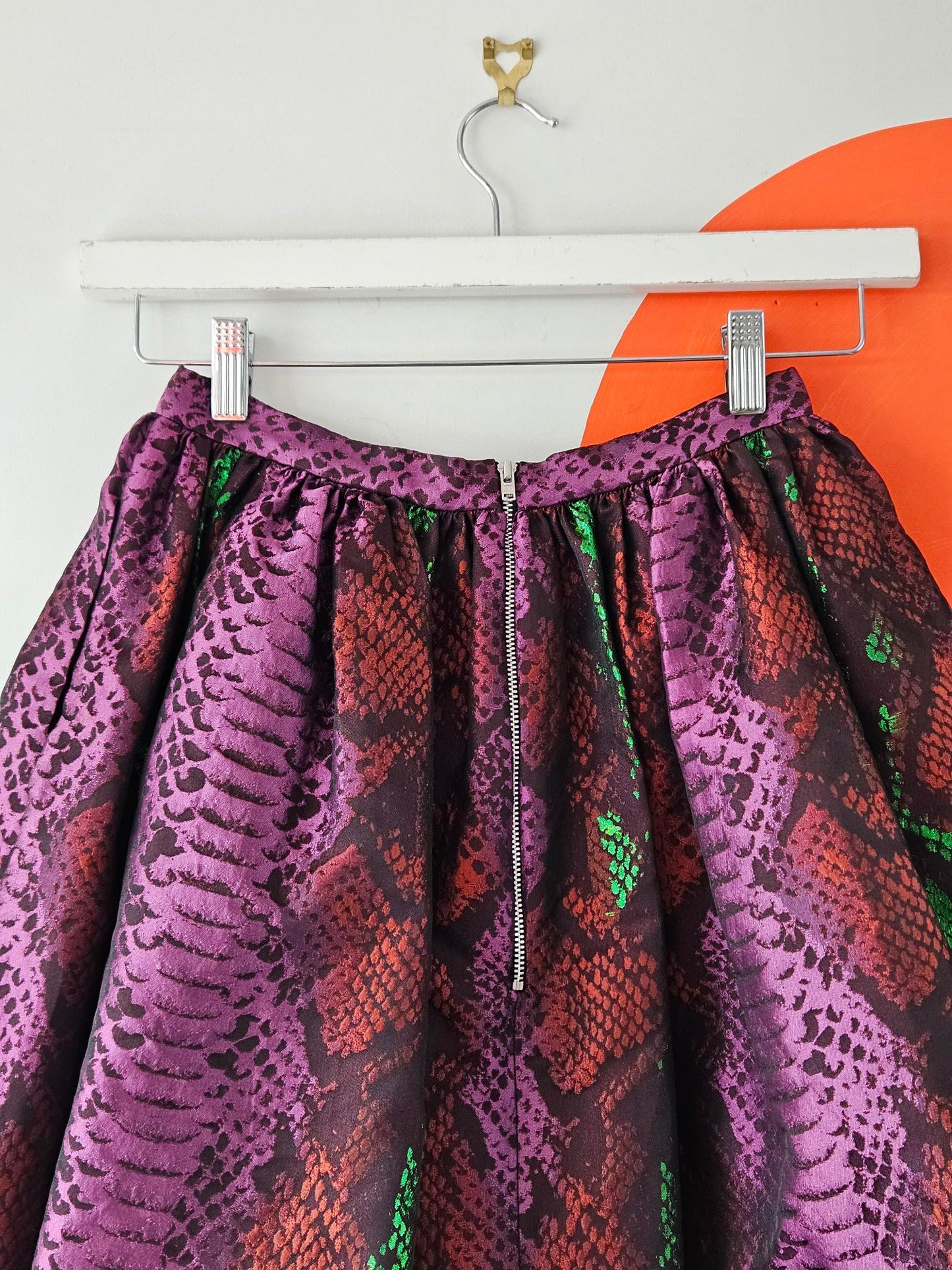 House Of Holland Glossy Purple-Green Animal Print Skirt