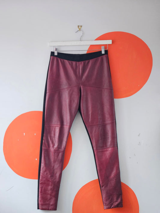 Sabatini Maroon-Black Leather Panel Plants