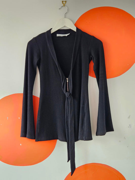 Harman Grubiša Black Rib Knit Zip Cardigan