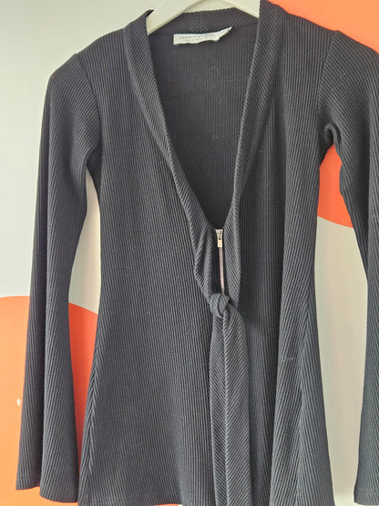 Harman Grubiša Black Rib Knit Zip Cardigan