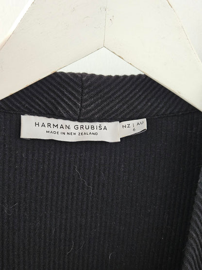 Harman Grubiša Black Rib Knit Zip Cardigan
