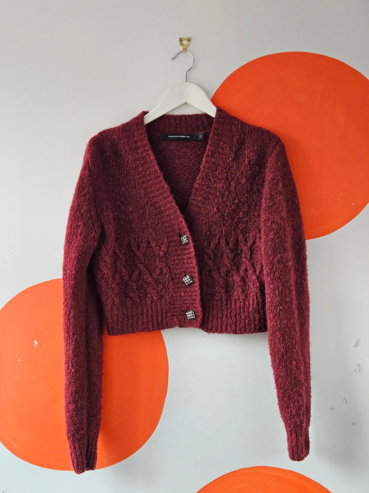 Stolen Girlfriends Club Maroon Knit Crop Cardigan