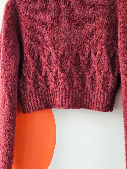 Stolen Girlfriends Club Maroon Knit Crop Cardigan
