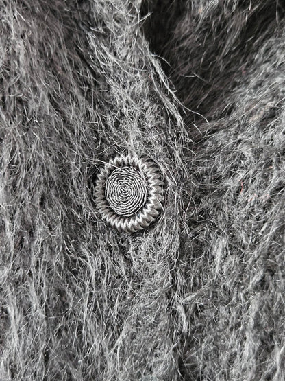 Vintage Black Fluffy Knit Coat