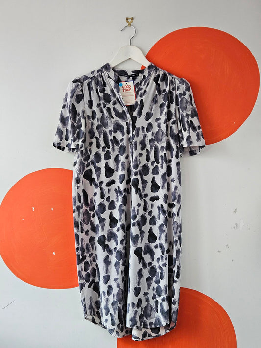 Helen Cherry Grey Patterned Silk Blend Dress