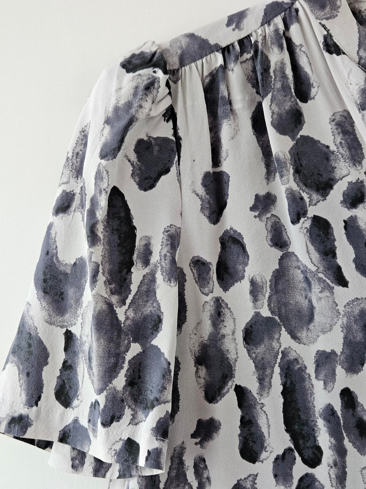 Helen Cherry Grey Patterned Silk Blend Dress