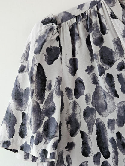 Helen Cherry Grey Patterned Silk Blend Dress