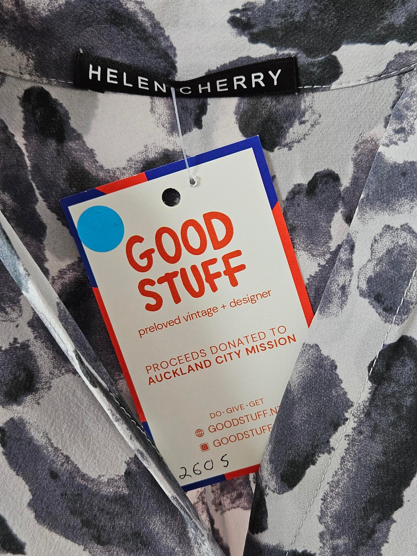 Helen Cherry Grey Patterned Silk Blend Dress