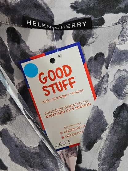 Helen Cherry Grey Patterned Silk Blend Dress