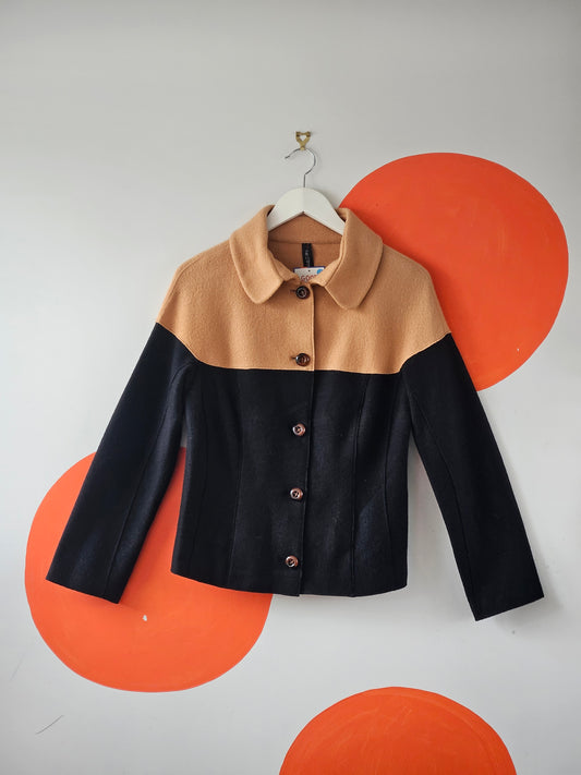 Marc Cain Beige-Navy Wool Jacket
