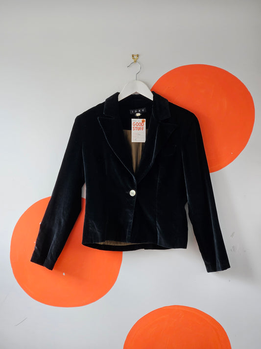 IDXU Vintage Black Velvet Crop Blazer