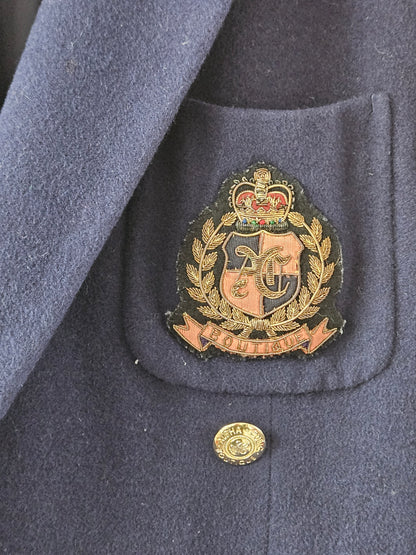 Alpha Cubic Boutique Japanese Vintage Navy Crest Blazer