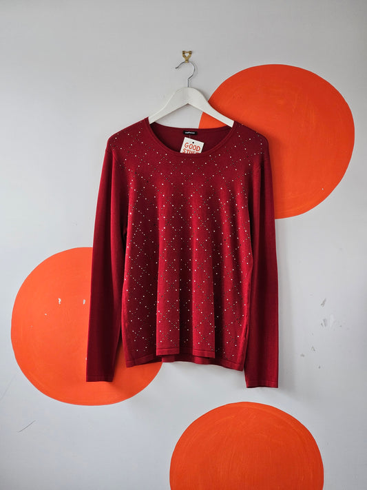 Gerry Weber Red Embellished Knit Sweater