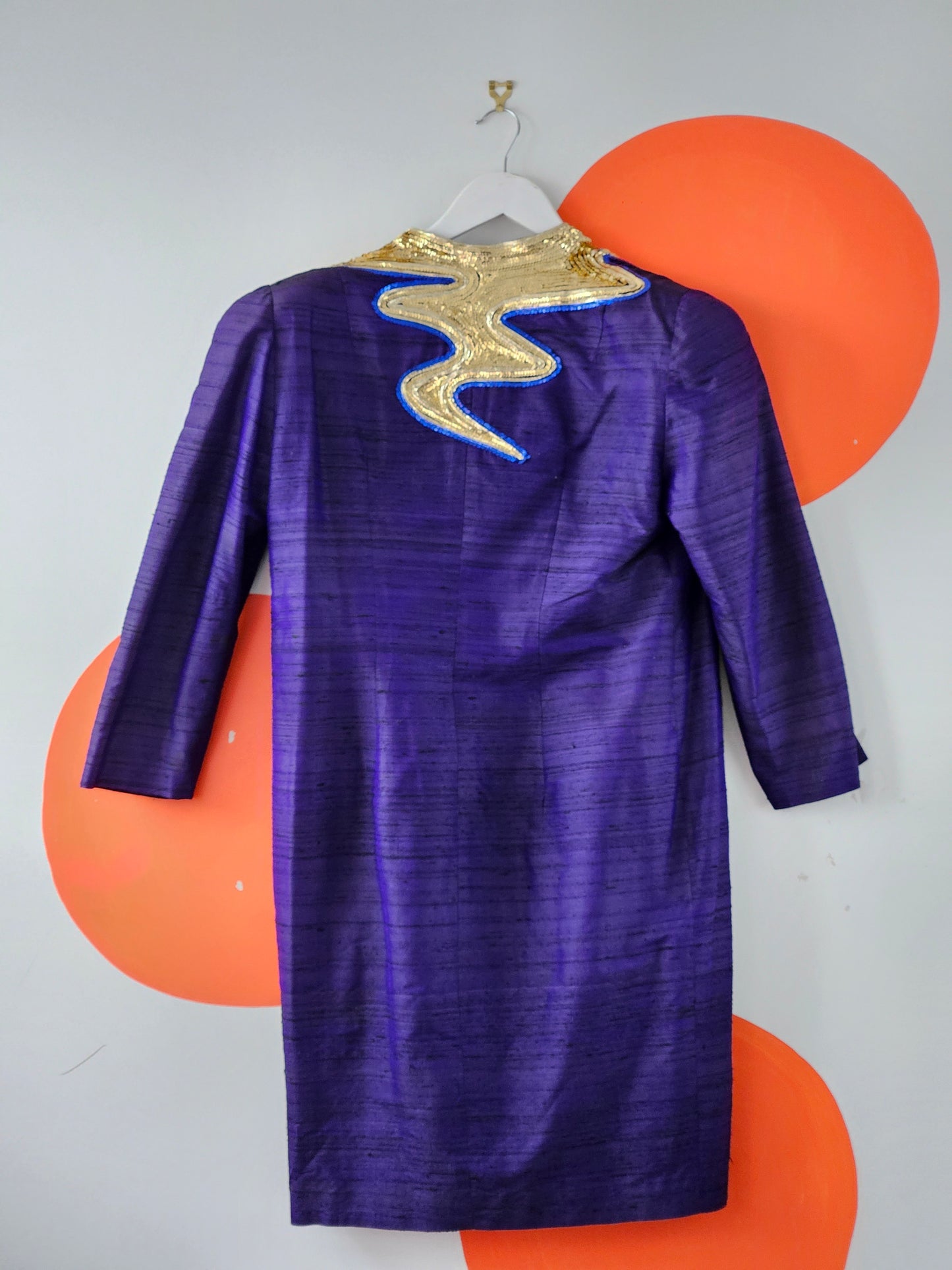Annie Bonza NZ Vintage Navy-Gold Embellished Dress