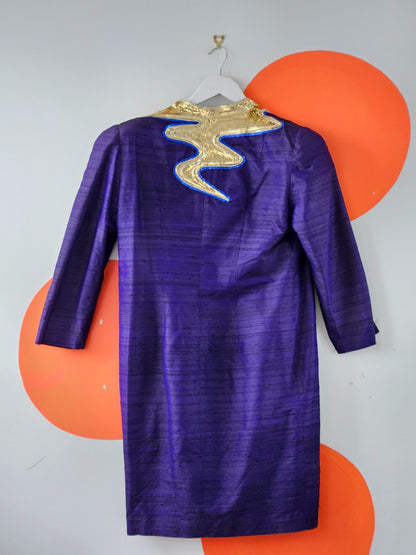 Annie Bonza NZ Vintage Navy-Gold Embellished Dress