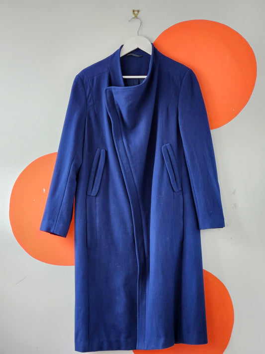 Croquis Blue Wool Blend Asymmetric Coat