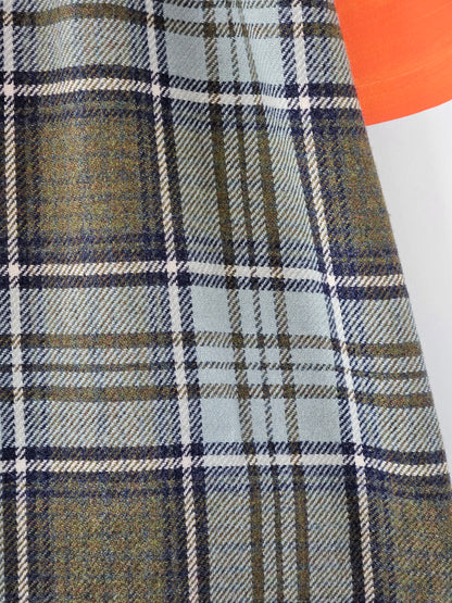 Vintage Light Blue-Olive Tartan Skirt