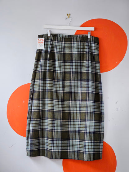 Vintage Light Blue-Olive Tartan Skirt