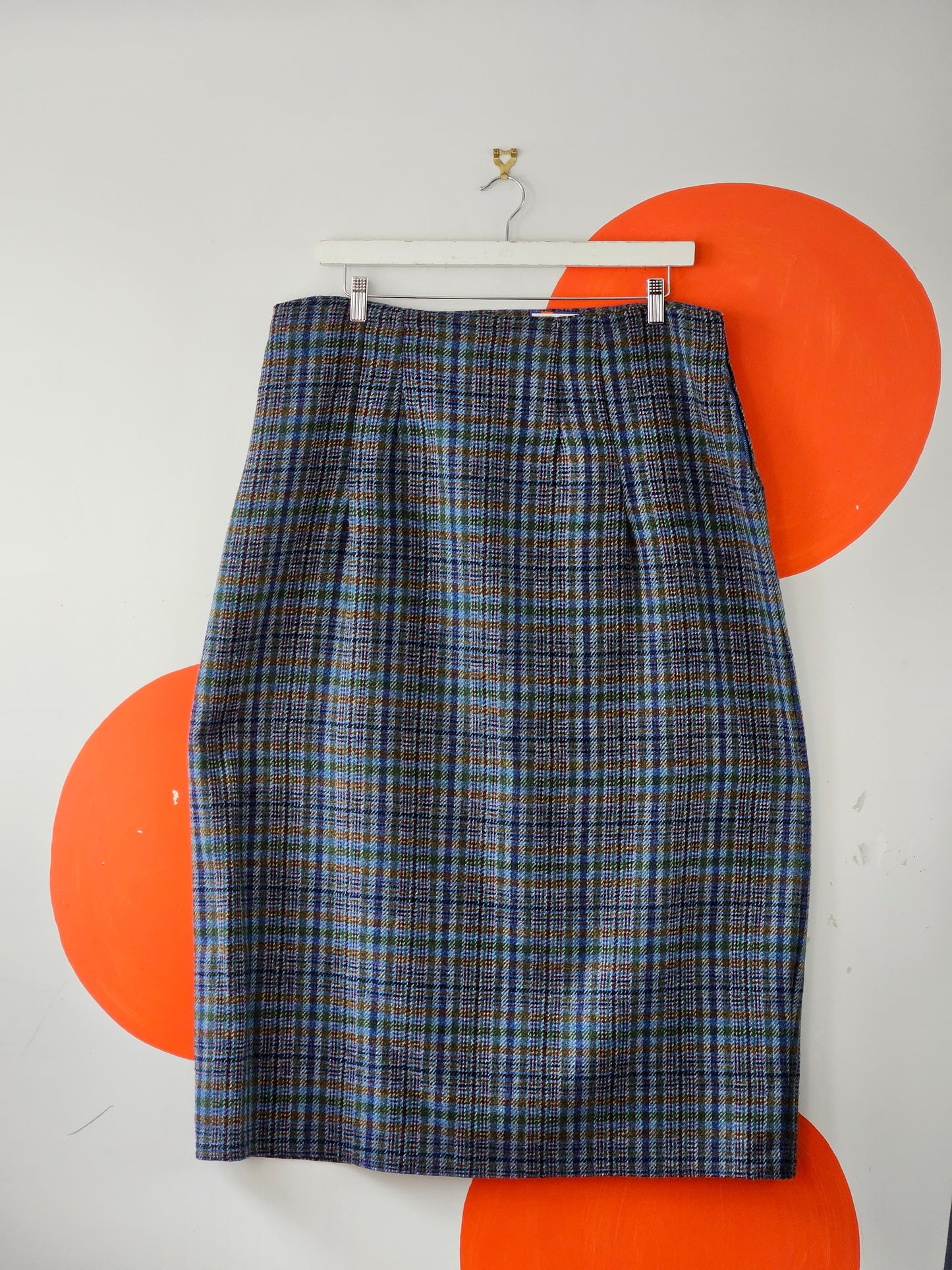 Vintage Blue-Beige Tartan Skirt