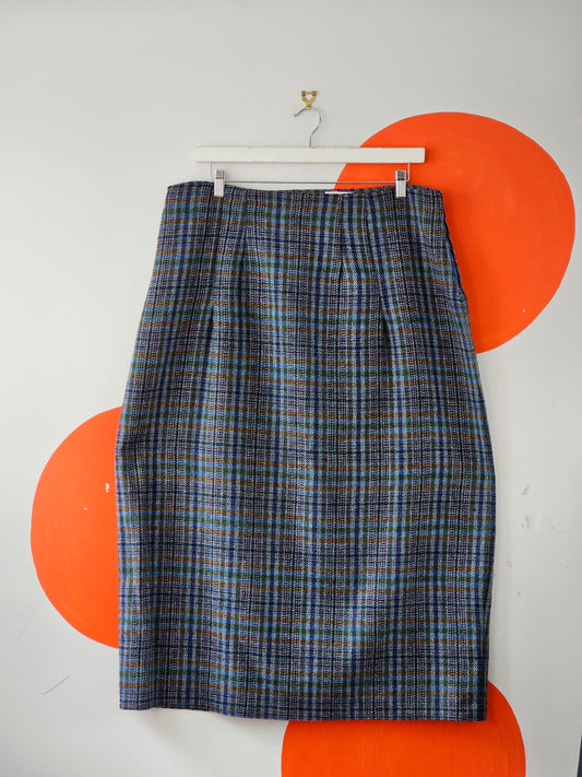 Vintage Blue-Beige Tartan Skirt