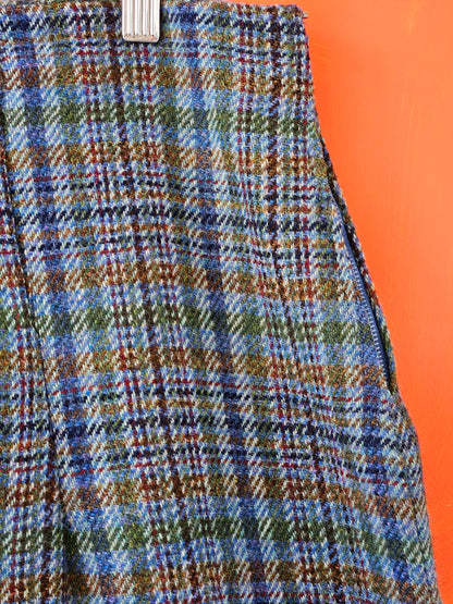 Vintage Blue-Beige Tartan Skirt