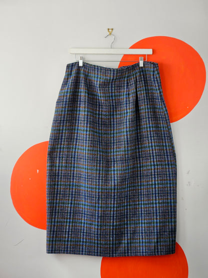 Vintage Blue-Beige Tartan Skirt