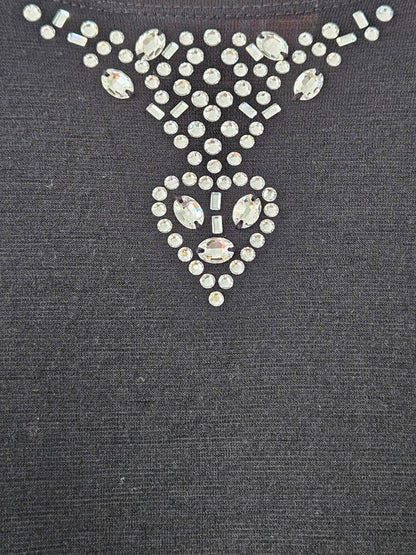 Paula Ryan Black Embellished Merino Knit Top