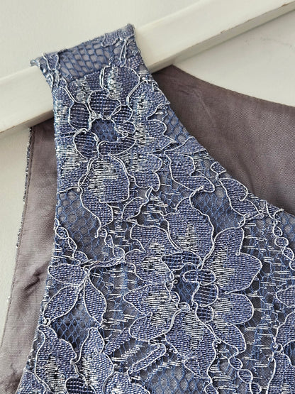 Crimson by Lawrence Kurtz Vintage Grey-Blue Sparkly Lace Tank