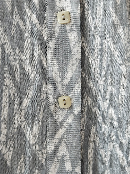 Mallani Vintage Green-White Zigzag Silk Blend Blouse