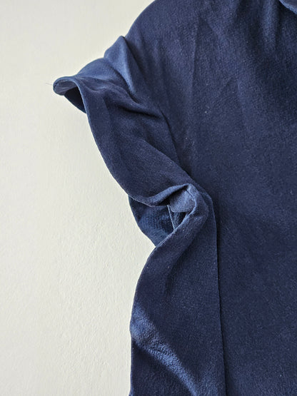 Zimmermann Navy Ruffle Silk Top