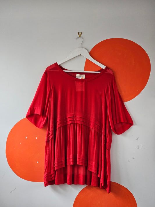 Curate Trelise Cooper 'Sheer Power' Red Flowy Blouse Top
