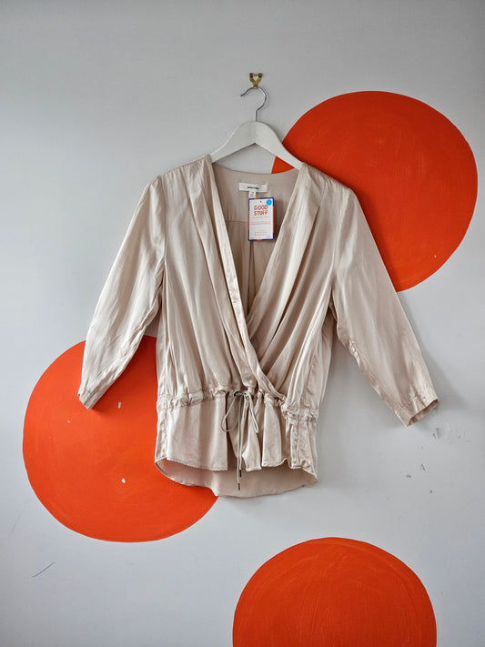 Juliette Hogan Cream Silk Wrap Blouse