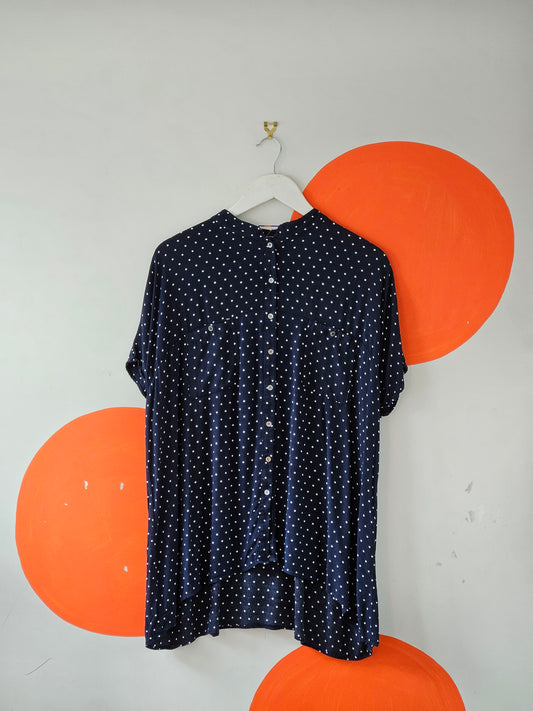 Sills Navy-White Polka Dot Blouse