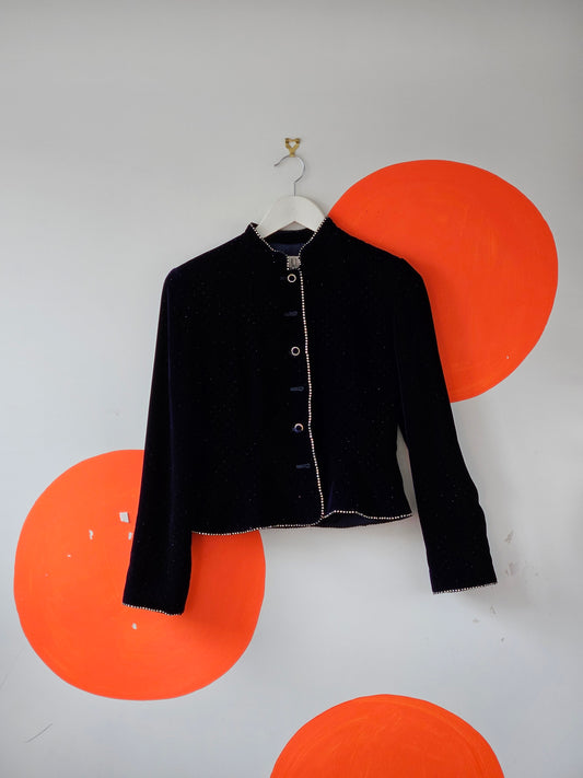 Be Art Korean Vintage Embellished Purple Velvet Jacket