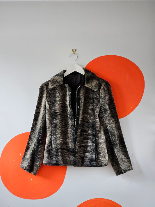 Keith Matheson Beige-Grey Fluffy Jacket