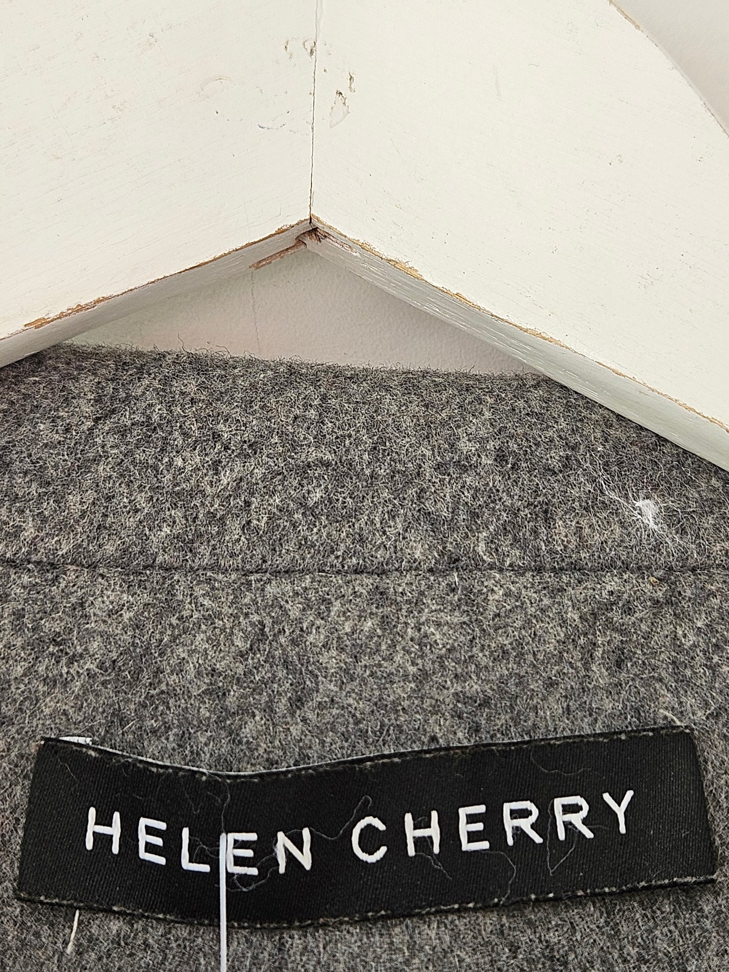 Helen Cherry Grey Wool Blend Crop Coat