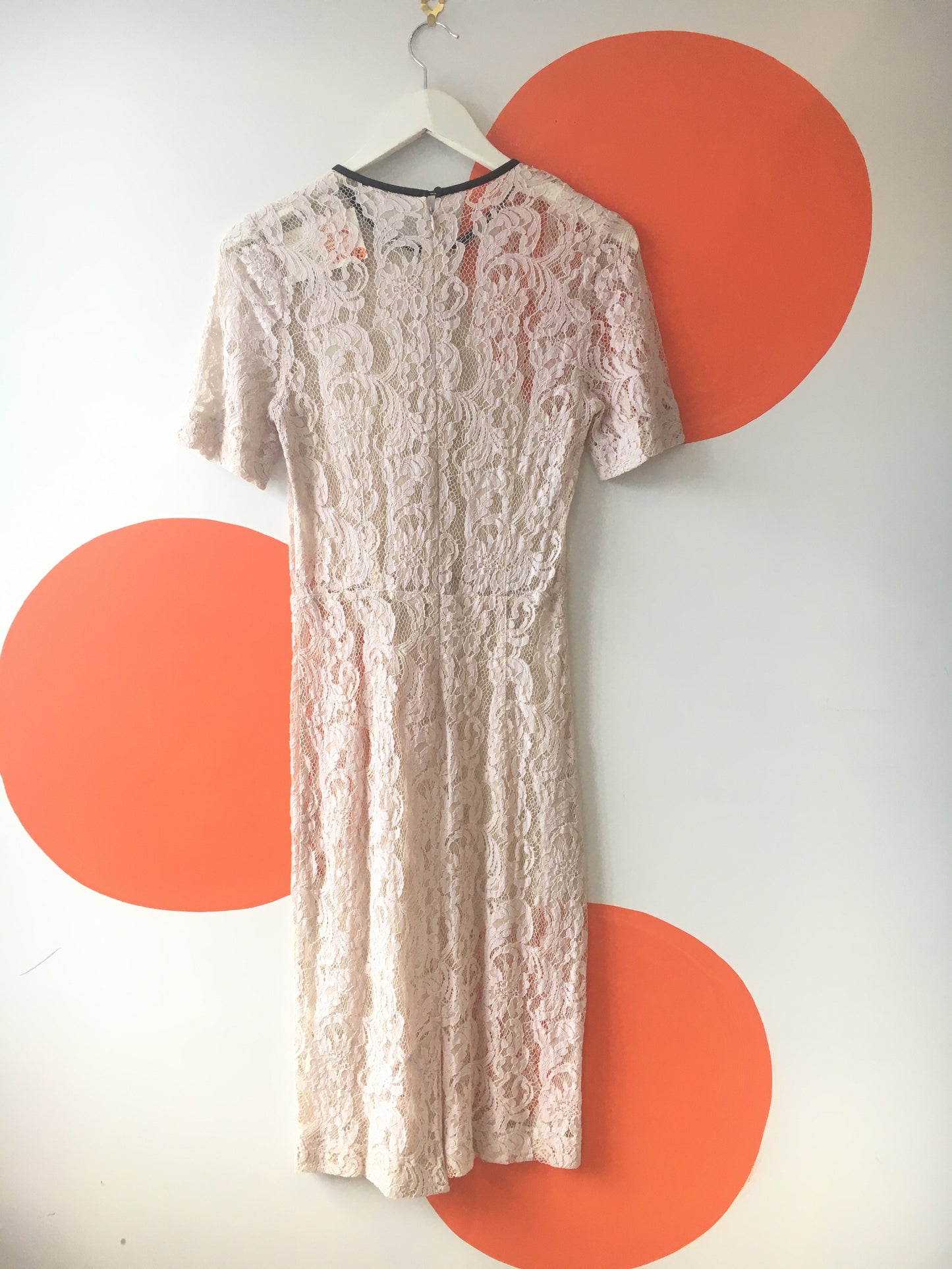 JULIETTE HOGAN Pink Lace Dress Sz 10