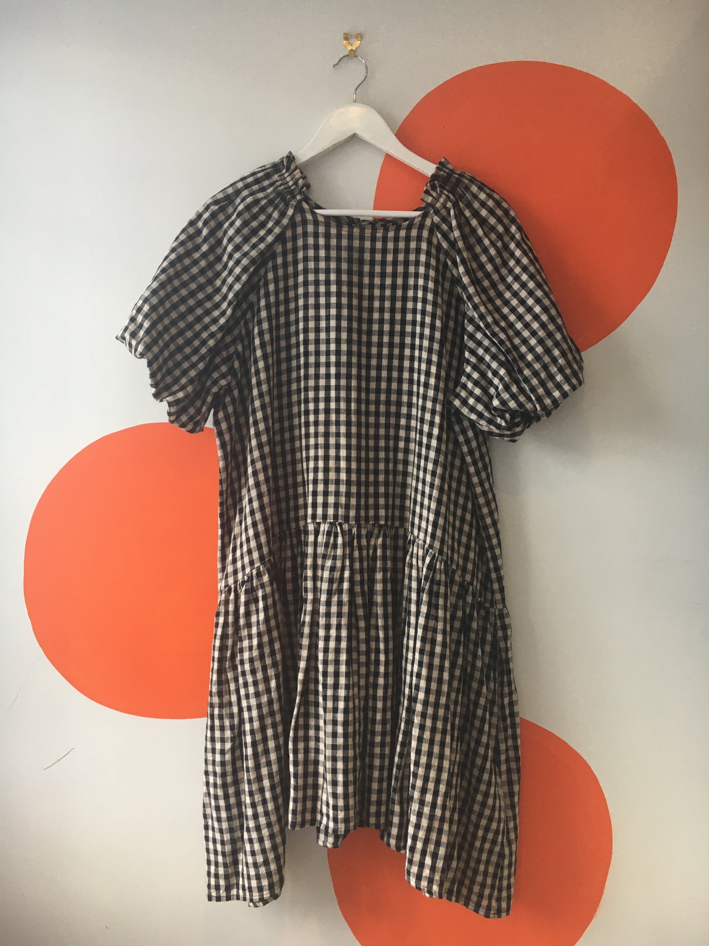 MOOCHI Esteem Black-Cream Gingham Dress Sz 12