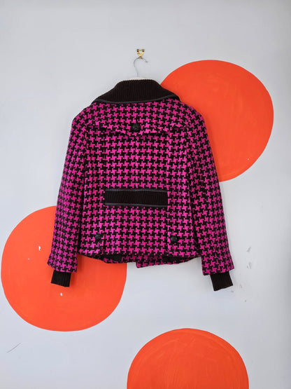 McGinn Fuschia Houndstooth Wool Blend Jacket