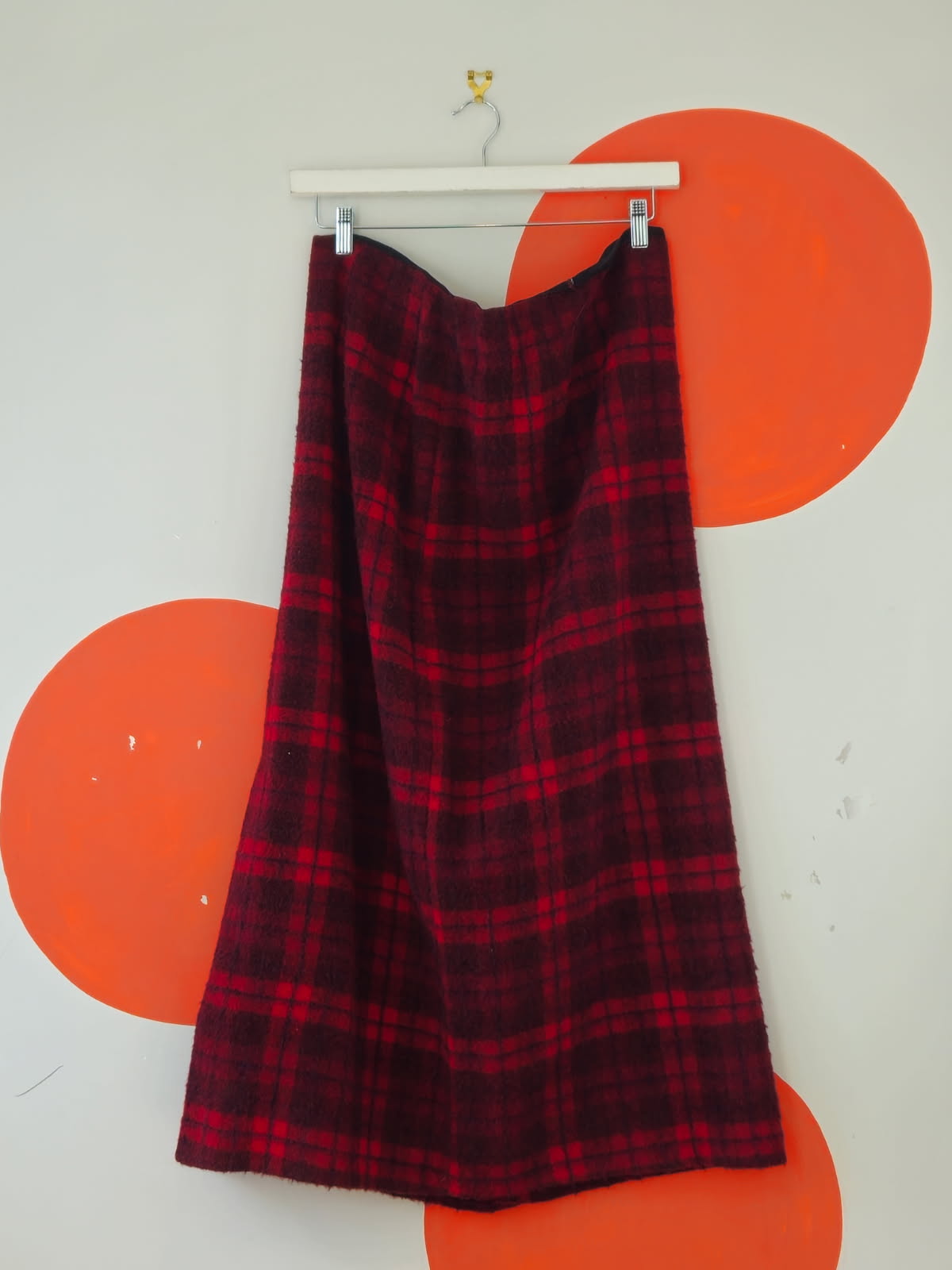 Vintage Red Tartan Long Skirt
