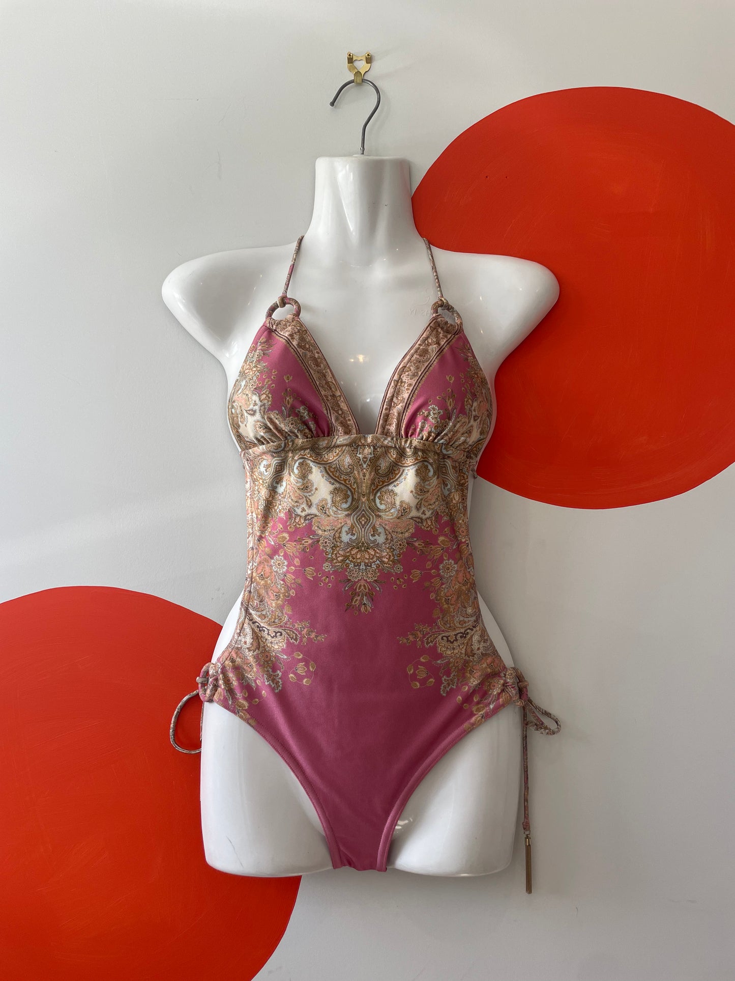 ZIMMERMANN Anneke Rose Paisley Halterneck Swimsuit Sz 10