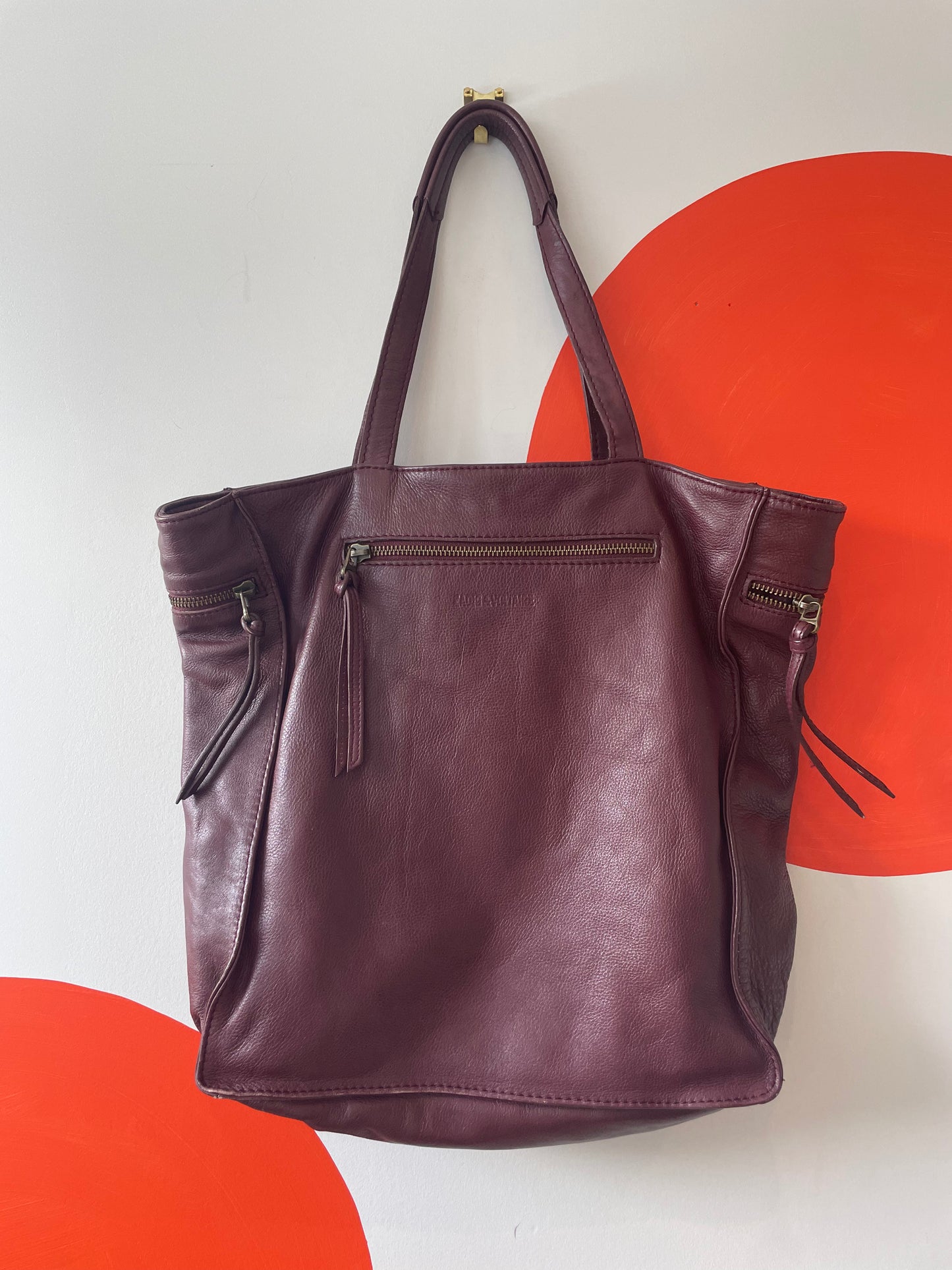 ZADIG & VOLTAIRE Burgundy Leather Tote Bag