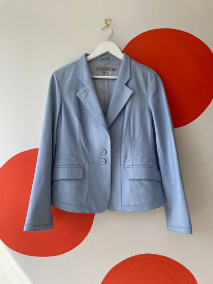 PJ SKINS Baby Blue Lamb Nappa Leather Jacket Sz 12